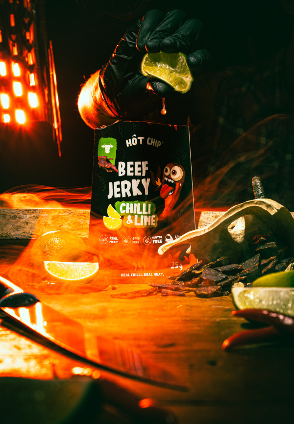 produktová fotografie pálivého sušeného masa jerky